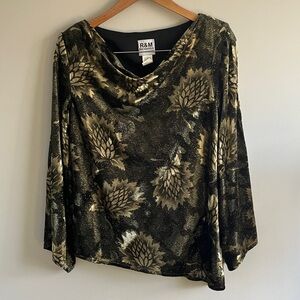 Y2K R&M Richards vintage velvet sparkling asymmetrical cowl neck long sleeve